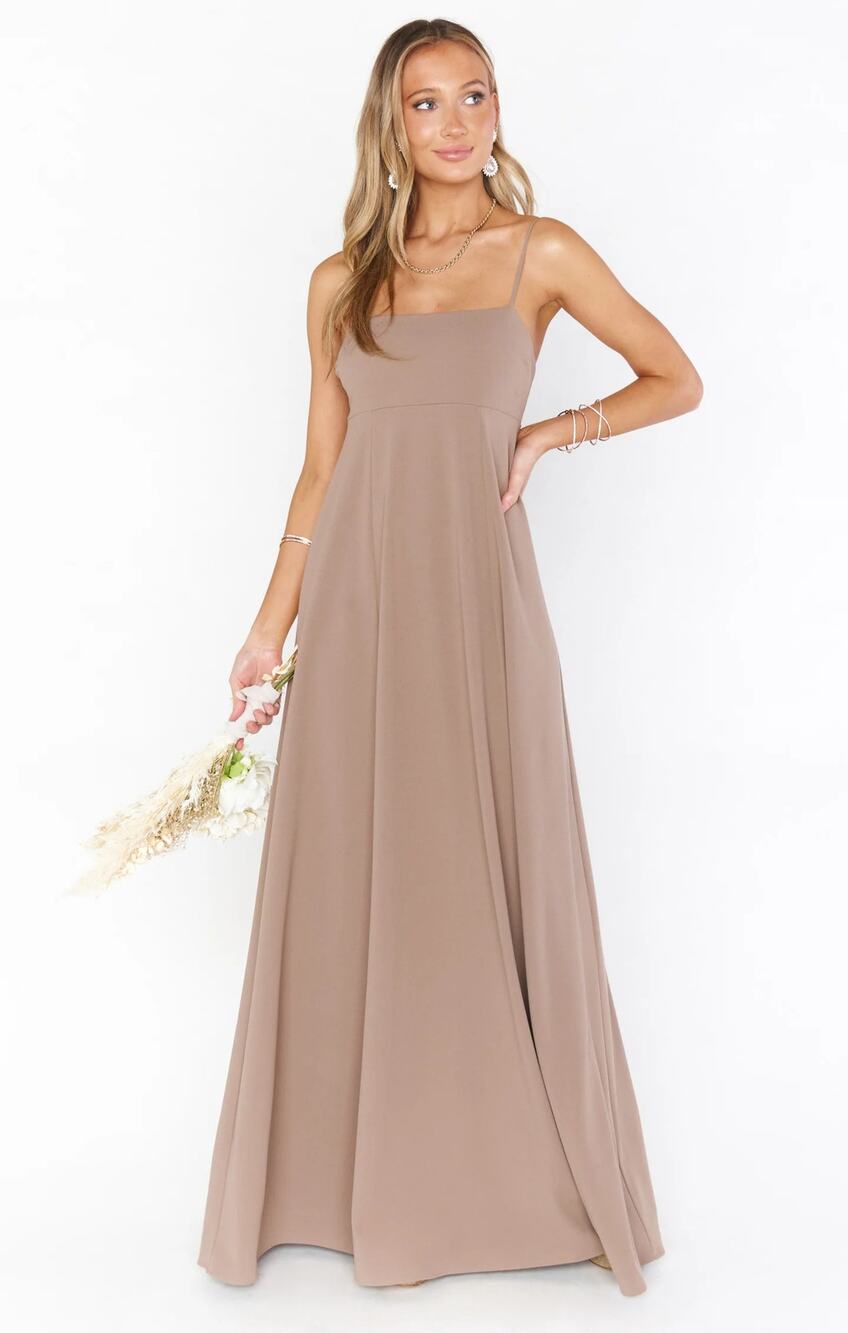 Show Me Your Mumu Madrid Gown Dress Dune Stretch Taupe Dusty Pink XXL Bridesmaid